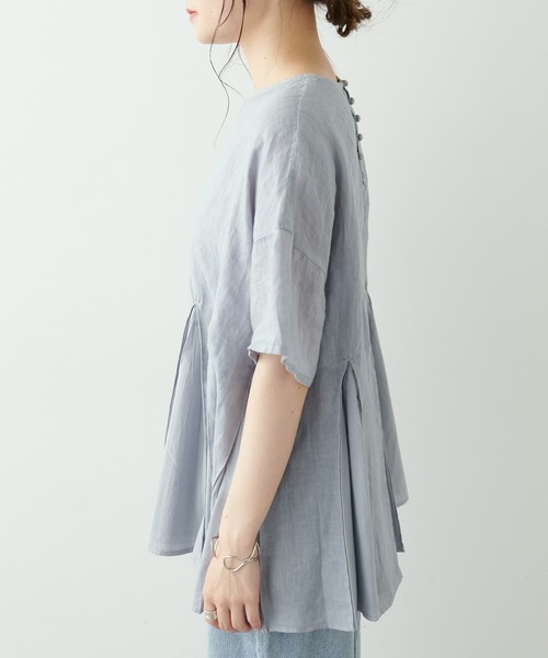 PUAL CE CIN(ピュアルセシン)の「フレンチリネン 製品染フレアブラウス(シャツ/ブラウス・レディース・ベージュ/ブルー/チャコール・FREE)」の12枚目の写真