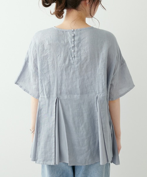 PUAL CE CIN(ピュアルセシン)の「フレンチリネン 製品染フレアブラウス(シャツ/ブラウス・レディース・ベージュ/ブルー/チャコール・FREE)」の7枚目の写真