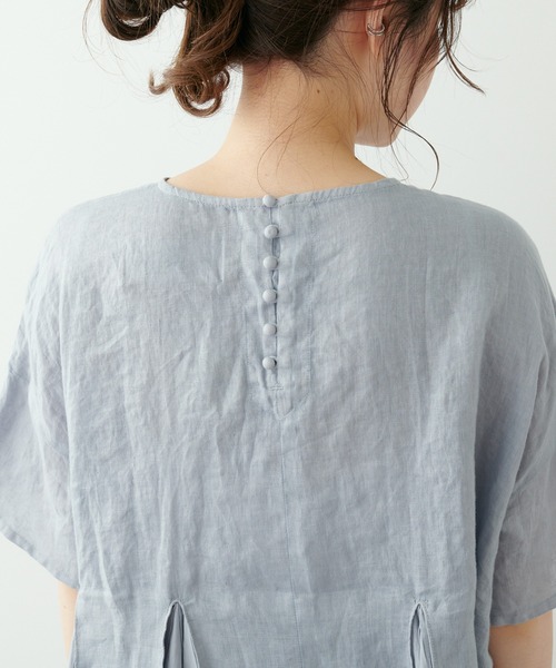PUAL CE CIN(ピュアルセシン)の「フレンチリネン 製品染フレアブラウス(シャツ/ブラウス・レディース・ベージュ/ブルー/チャコール・FREE)」の10枚目の写真
