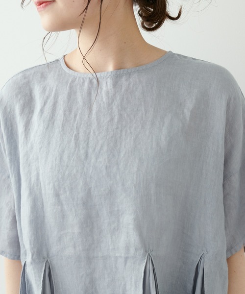 PUAL CE CIN(ピュアルセシン)の「フレンチリネン 製品染フレアブラウス(シャツ/ブラウス・レディース・ベージュ/ブルー/チャコール・FREE)」の15枚目の写真