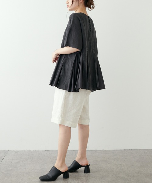 PUAL CE CIN(ピュアルセシン)の「フレンチリネン 製品染フレアブラウス(シャツ/ブラウス・レディース・ベージュ/ブルー/チャコール・FREE)」の18枚目の写真