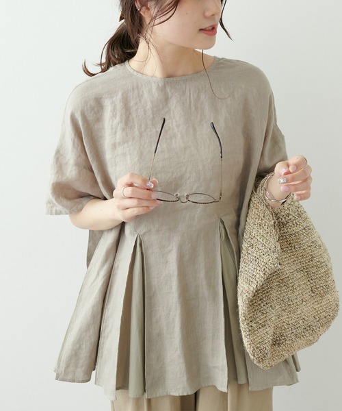 PUAL CE CIN(ピュアルセシン)の「フレンチリネン 製品染フレアブラウス(シャツ/ブラウス・レディース・ベージュ/ブルー/チャコール・FREE)」の13枚目の写真