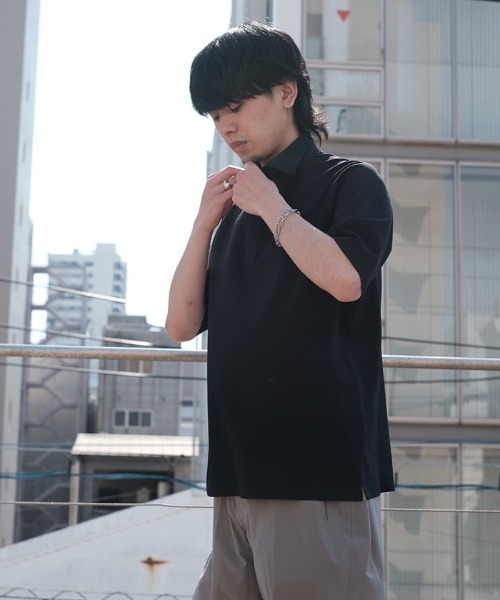 DESCENTE ALLTERRAIN（デサント　オルテライン）の「【デサントオルテライン】鹿の子ポロシャツ　クーリスト　ストレッチ（ポロシャツ・メンズ・ネイビー/ブラック・MEDIUM/X-LARGE/LARGE）」の6枚目の写真