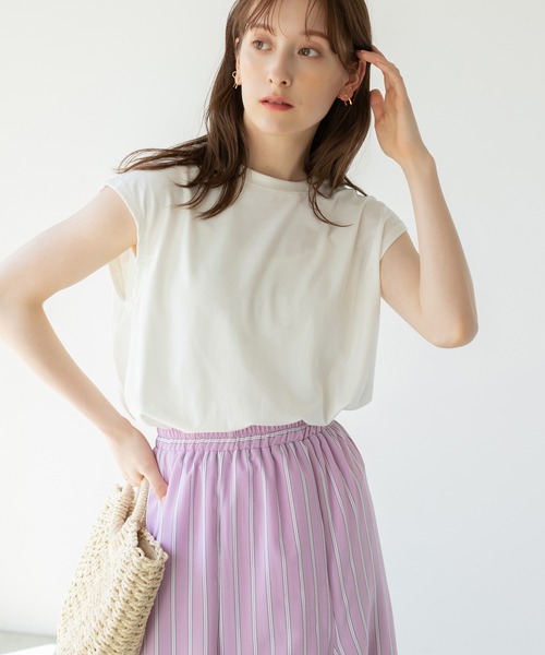 tシャツ コットンフレンチスリーブカットソー レディース フレンチスリーブロゴTシャツ カットソー レディース おすすめ