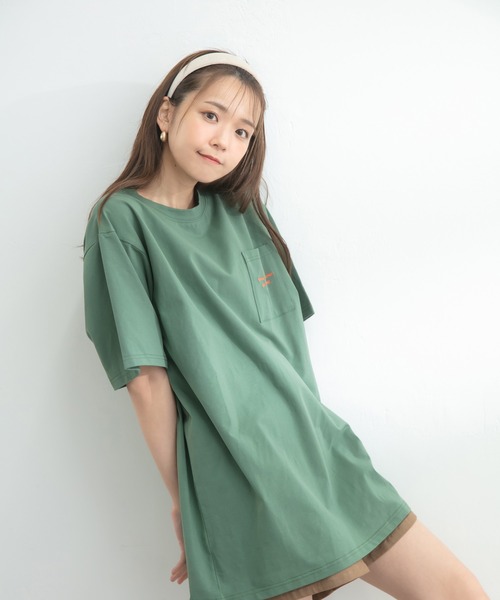ADIRA(アディラ)の「ユニセックス刺繍ポケT(Tシャツ/カットソー・レディース・チャコールグレー/グリーン・LARGE)」の8枚目の写真