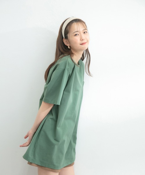 ADIRA(アディラ)の「ユニセックス刺繍ポケT(Tシャツ/カットソー・レディース・チャコールグレー/グリーン・LARGE)」の13枚目の写真