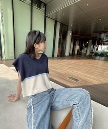 Figments | バイカラーニットベスト(ベスト)