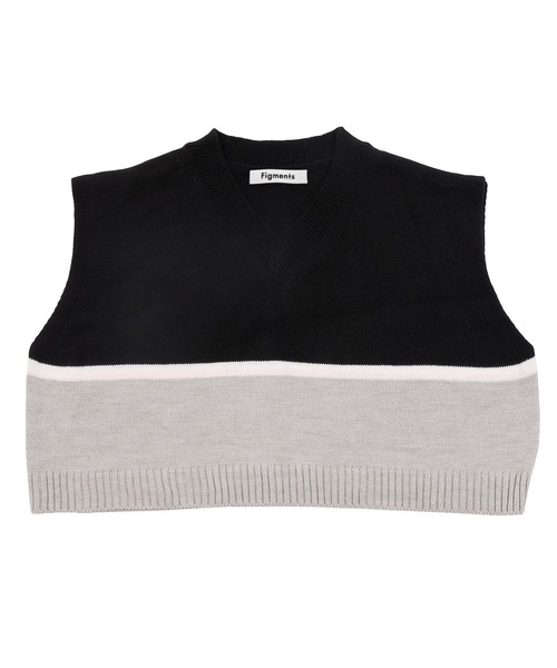 Figments（フィグメンツ）の「バイカラーニットベスト（ベスト・レディース・ブラック/ネイビー・FREE）」の3枚目の写真