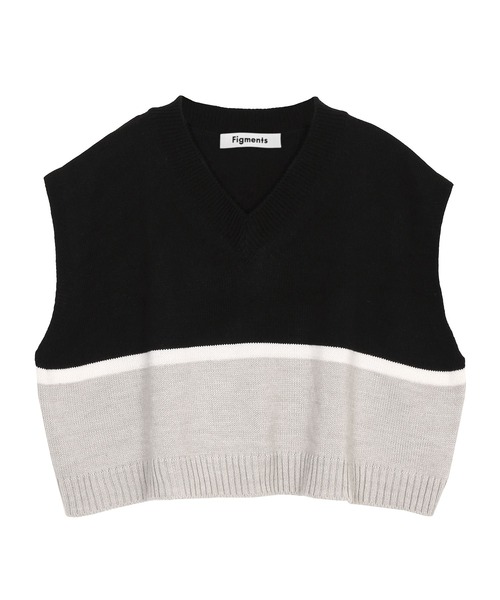 Figments（フィグメンツ）の「バイカラーニットベスト（ベスト・レディース・ブラック/ネイビー・FREE）」の10枚目の写真
