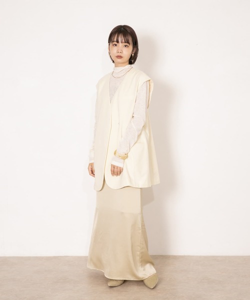 【新品】ノコオーノ　ジレ　ベスト MIXカラーブークレーニットベスト/日本製(ベスト・ジレ