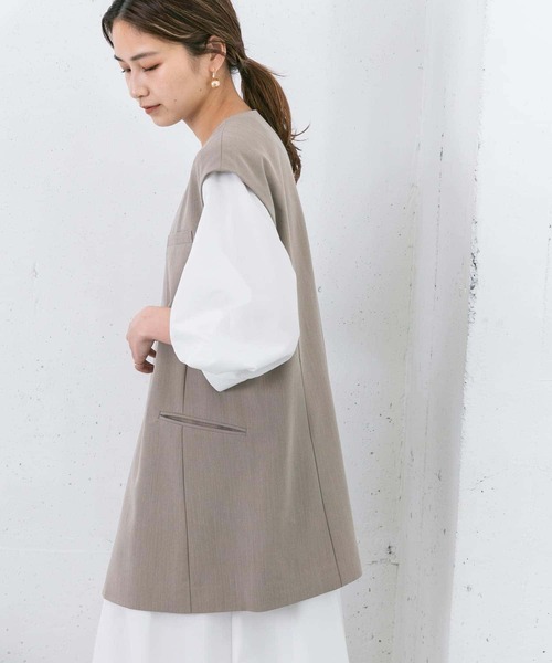 improves】ノーカラーベスト 19 HYKE ベージュ ノーカラーベスト