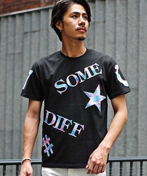 【SOMEDIFF】タイダイサガラワッペン半袖Tシャツ メンズ ロゴ tシャツ 春服
