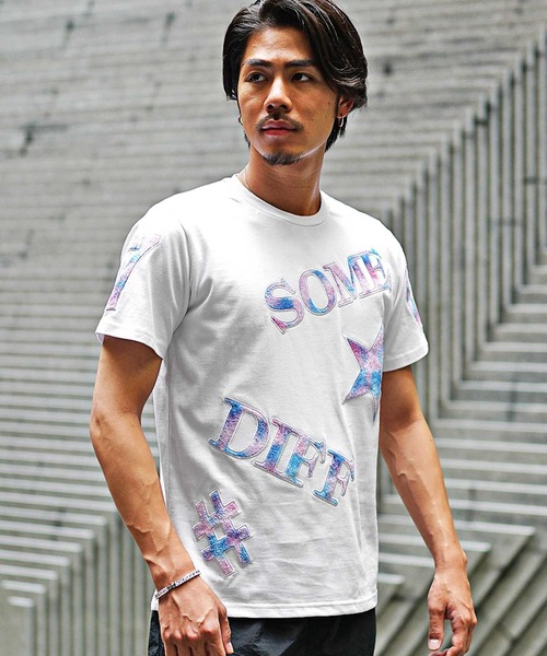 JOKER（ジョーカー）の「【SOMEDIFF】タイダイサガラワッペン半袖Tシャツ メンズ ロゴ tシャツ 春服（Tシャツ/カットソー・メンズ・ブラック/ホワイト・M/XL/L）」の3枚目の写真