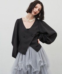 LA BELLE ETUDE | クラシカルギャザースリーブジャケット(ノーカラージャケット)
