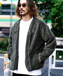 U.S. POLO ASSN. | 【U.S.POLO ASSN. /ユーエスポロアッスン】モコモコ ボアフリース ボタン カーディガン(ノーカラージャケット)