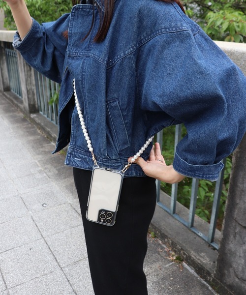 relac（レーラック）の「スマホショルダー ケース付き パールチェーン（スマホケース/カバー・レディース・ブラック/シルバー/ゴールド・C/F/G/H/D/B/Q/O/R/P）」の7枚目の写真