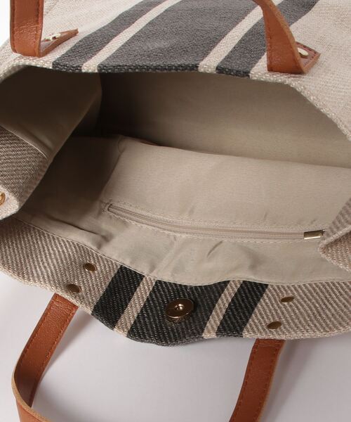 SETUP7（セットアップセブン）の「【SETUP7】ストライプキャンバストートorショルダーバッグ KNF（トートバッグ・レディース・ブルー/ブラック・FREE）」の7枚目の写真