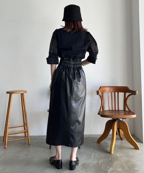 MAJESTIC LEGON（マジェスティックレゴン）の「サイドスリットIラインスカート（スカート・レディース・ブラック/ブラック系その他/ホワイト系その他2・MEDIUM）」の16枚目の写真