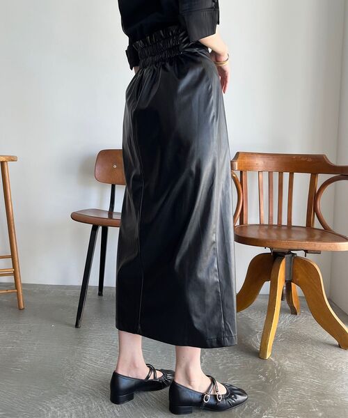 MAJESTIC LEGON（マジェスティックレゴン）の「サイドスリットIラインスカート（スカート・レディース・ブラック/ブラック系その他/ホワイト系その他2・MEDIUM）」の19枚目の写真