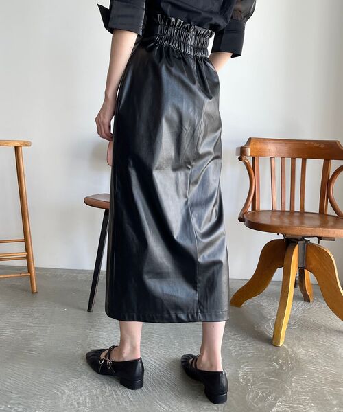 MAJESTIC LEGON（マジェスティックレゴン）の「サイドスリットIラインスカート（スカート・レディース・ブラック/ブラック系その他/ホワイト系その他2・MEDIUM）」の20枚目の写真