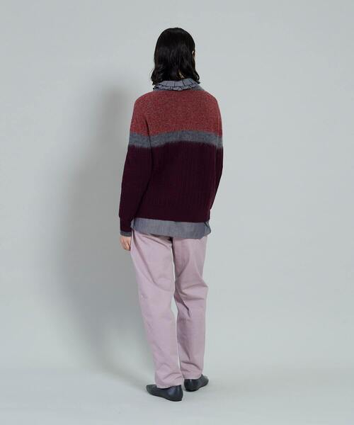 conges payes ADIEU TRISTESSE(コンジェ ペイエ アデュートリステス)の「地柄配色ラインプルオーバー(ニット/セーター・レディース・ボルドー/ベージュ・FREE)」の5枚目の写真
