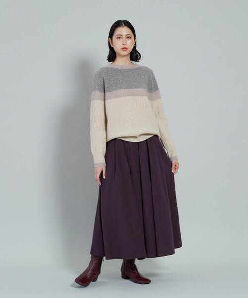 conges payes ADIEU TRISTESSE(コンジェ ペイエ アデュートリステス)の「地柄配色ラインプルオーバー(ニット/セーター・レディース・ボルドー/ベージュ・FREE)」の9枚目の写真