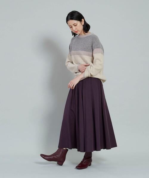 conges payes ADIEU TRISTESSE(コンジェ ペイエ アデュートリステス)の「地柄配色ラインプルオーバー(ニット/セーター・レディース・ボルドー/ベージュ・FREE)」の10枚目の写真