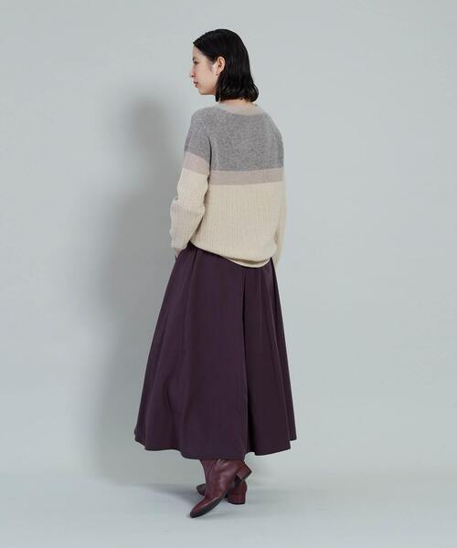 conges payes ADIEU TRISTESSE(コンジェ ペイエ アデュートリステス)の「地柄配色ラインプルオーバー(ニット/セーター・レディース・ボルドー/ベージュ・FREE)」の11枚目の写真