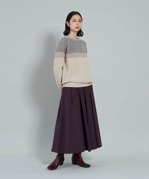 conges payes ADIEU TRISTESSE(コンジェ ペイエ アデュートリステス)の「地柄配色ラインプルオーバー(ニット/セーター・レディース・ボルドー/ベージュ・FREE)」の12枚目の写真