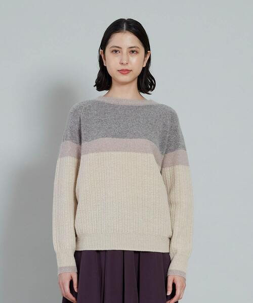 conges payes ADIEU TRISTESSE(コンジェ ペイエ アデュートリステス)の「地柄配色ラインプルオーバー(ニット/セーター・レディース・ボルドー/ベージュ・FREE)」の13枚目の写真