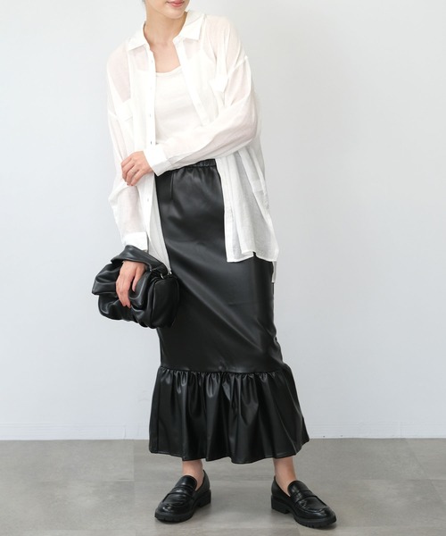 ＡＮＤＪ（アンドジェイ）の「【2022/AW】【ANDJMADE】フェイクレザーマーメイドスカート（スカート・レディース・グリーン系その他/モスグリーン/アイボリー/ブラウン/ブラック・M）」の16枚目の写真