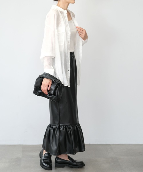 ＡＮＤＪ（アンドジェイ）の「【2022/AW】【ANDJMADE】フェイクレザーマーメイドスカート（スカート・レディース・グリーン系その他/モスグリーン/アイボリー/ブラウン/ブラック・M）」の21枚目の写真