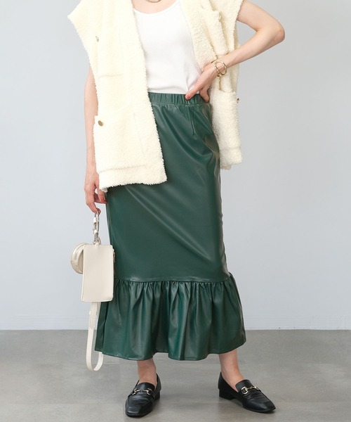 ＡＮＤＪ（アンドジェイ）の「【2022/AW】【ANDJMADE】フェイクレザーマーメイドスカート（スカート・レディース・グリーン系その他/モスグリーン/アイボリー/ブラウン/ブラック・M）」の19枚目の写真