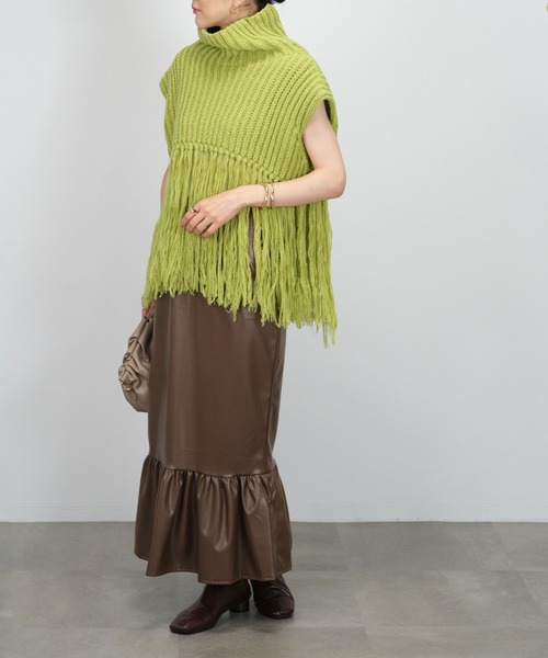 ＡＮＤＪ（アンドジェイ）の「【2022/AW】【ANDJMADE】フェイクレザーマーメイドスカート（スカート・レディース・グリーン系その他/モスグリーン/アイボリー/ブラウン/ブラック・M）」の14枚目の写真