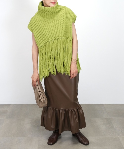 ＡＮＤＪ（アンドジェイ）の「【2022/AW】【ANDJMADE】フェイクレザーマーメイドスカート（スカート・レディース・グリーン系その他/モスグリーン/アイボリー/ブラウン/ブラック・M）」の9枚目の写真