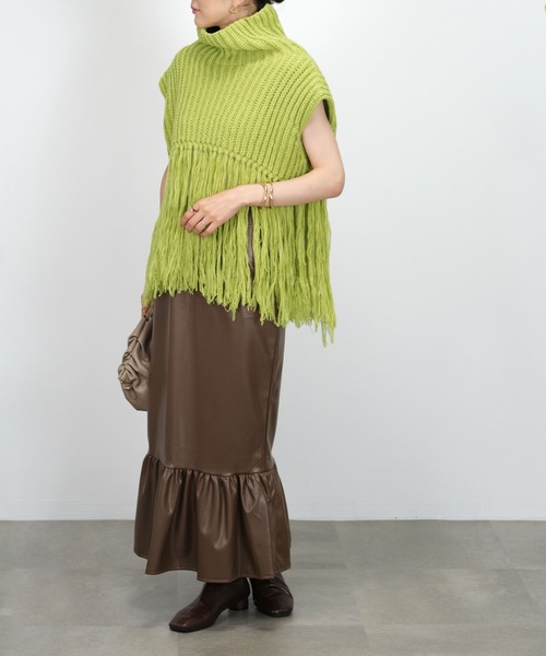 ＡＮＤＪ（アンドジェイ）の「【2022/AW】【ANDJMADE】フェイクレザーマーメイドスカート（スカート・レディース・グリーン系その他/モスグリーン/アイボリー/ブラウン/ブラック・M）」の6枚目の写真