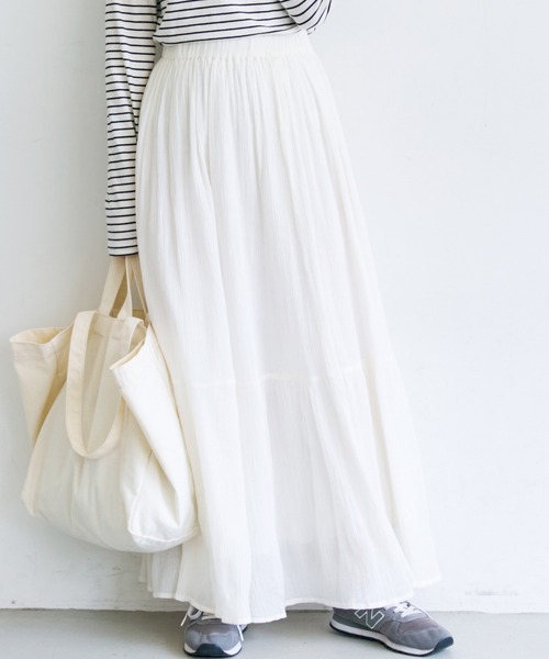coca(coca)(コカ)の「コットンクレープスカート(スカート・レディース・ホワイト・SHORT/LONG)」の1枚目の写真