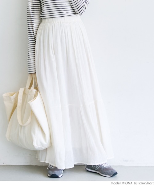 coca(coca)(コカ)の「コットンクレープスカート(スカート・レディース・ホワイト・SHORT/LONG)」の3枚目の写真