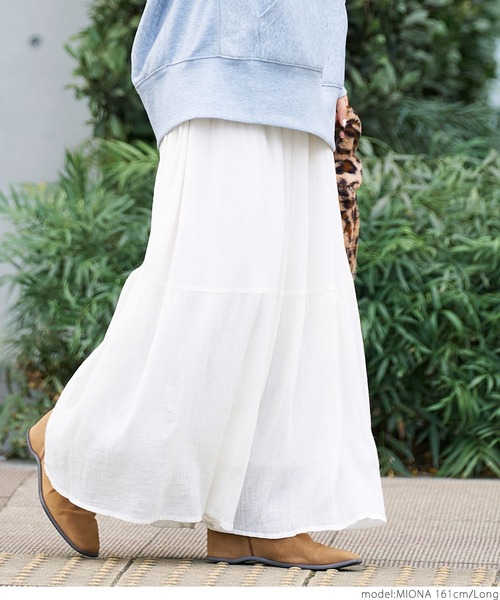 coca(coca)(コカ)の「コットンクレープスカート(スカート・レディース・ホワイト・SHORT/LONG)」の8枚目の写真