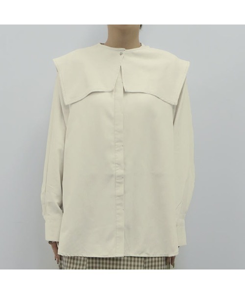 Isn't She?（イズントシー）の「3wayビッグカラーブラウス（シャツ/ブラウス・レディース・アイボリー/ライトベージュ/グリーン系/チャコールグレー・FREE）」の7枚目の写真