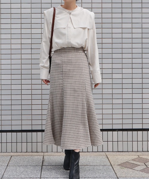 Isn't She?（イズントシー）の「3wayビッグカラーブラウス（シャツ/ブラウス・レディース・アイボリー/ライトベージュ/グリーン系/チャコールグレー・FREE）」の21枚目の写真