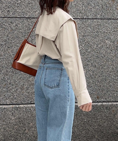 Isn't She?（イズントシー）の「3wayビッグカラーブラウス（シャツ/ブラウス・レディース・アイボリー/ライトベージュ/グリーン系/チャコールグレー・FREE）」の16枚目の写真