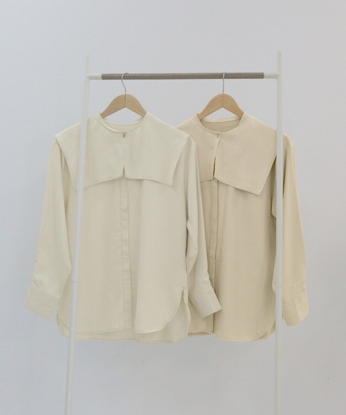 Isn't She?（イズントシー）の「3wayビッグカラーブラウス（シャツ/ブラウス・レディース・アイボリー/ライトベージュ/グリーン系/チャコールグレー・FREE）」の15枚目の写真