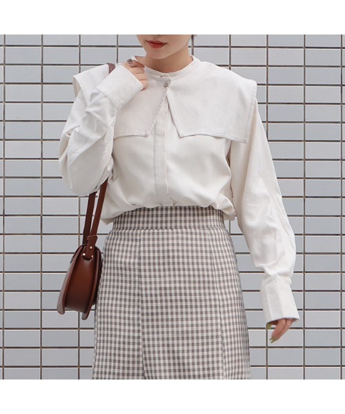 Isn't She?（イズントシー）の「3wayビッグカラーブラウス（シャツ/ブラウス・レディース・アイボリー/ライトベージュ/グリーン系/チャコールグレー・FREE）」の22枚目の写真