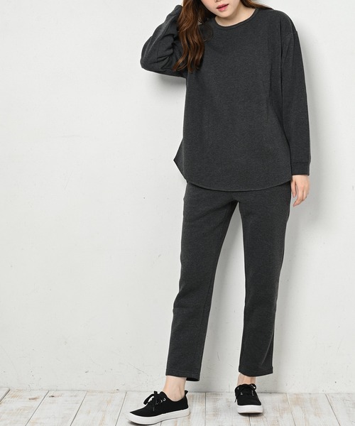 FUNALIVE（ファンアライブ）の「CELESTE RANA ラウンドトップステーパードパンツ上下セット（ルームウェア/パジャマ・レディース・ブラック/グレー/モスグリーン/モカ/チャコール・M-L/L-XL/XXL）」の6枚目の写真