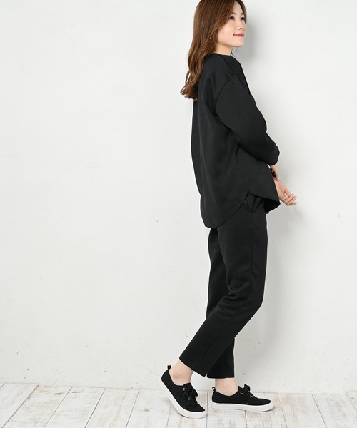 FUNALIVE（ファンアライブ）の「CELESTE RANA ラウンドトップステーパードパンツ上下セット（ルームウェア/パジャマ・レディース・ブラック/グレー/モスグリーン/モカ/チャコール・M-L/L-XL/XXL）」の8枚目の写真