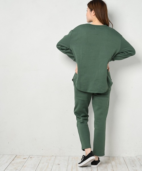 FUNALIVE（ファンアライブ）の「CELESTE RANA ラウンドトップステーパードパンツ上下セット（ルームウェア/パジャマ・レディース・ブラック/グレー/モスグリーン/モカ/チャコール・M-L/L-XL/XXL）」の18枚目の写真
