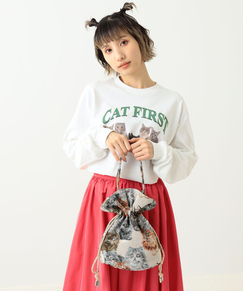 mmts / 猫いっぱい巾着（ショルダーバッグ）｜mmts（マミタス）