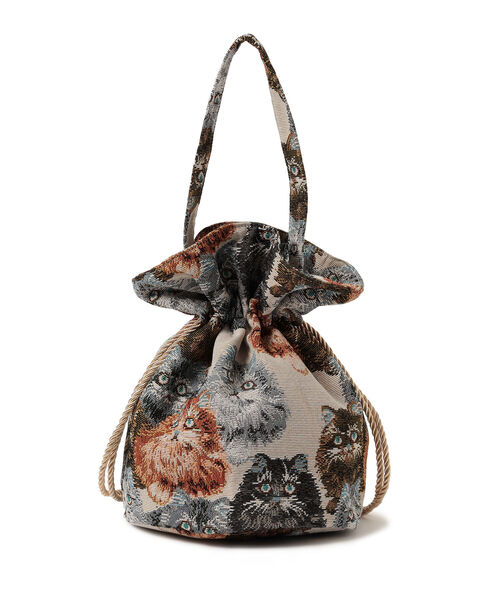 mmts / 猫いっぱい巾着（ショルダーバッグ）｜mmts（マミタス）