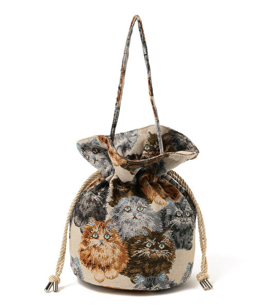 mmts / 猫いっぱい巾着（ショルダーバッグ）｜mmts（マミタス）